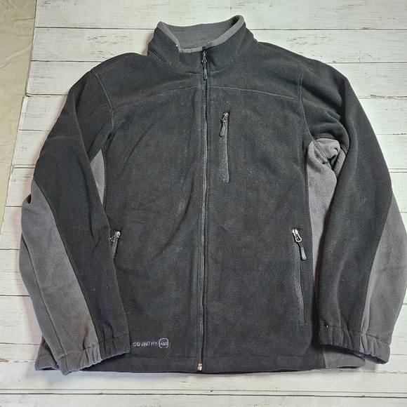 Free Country Mens Fleece Sip Up Size Large NWT Black And Grey - Picture 1 of 12